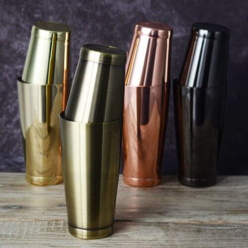 Stainless Steel Boston Shaker with 5 different Surface Finish -2 Piece Cocktail Shaker, 15-Ounce and 25-Ounce