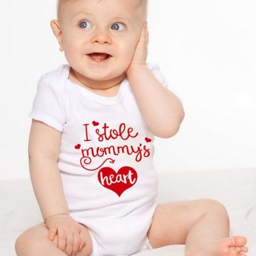 Funny I Stole Mommys Heart Print Baby Bodysuit Infant Body Short Sleeve Clothing Baby Jumpsuit Baby Girl Clothing Baby Boy 0-18M