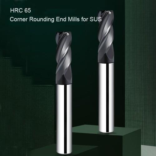 HRC65 ARC Milling Cutter Alloy Coating Tungsten Steel Tool CNC Maching Endmill Corner Rounding End Mills For Stainless Steel SUS