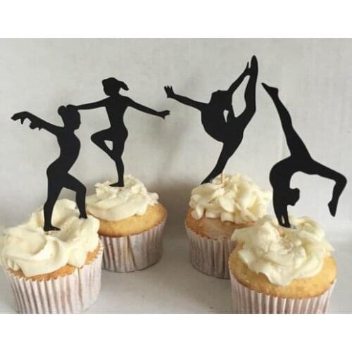 Gymnastics baby shower birthday cupcake toppers wedding party cake decoration doughnut foodtoothpicks