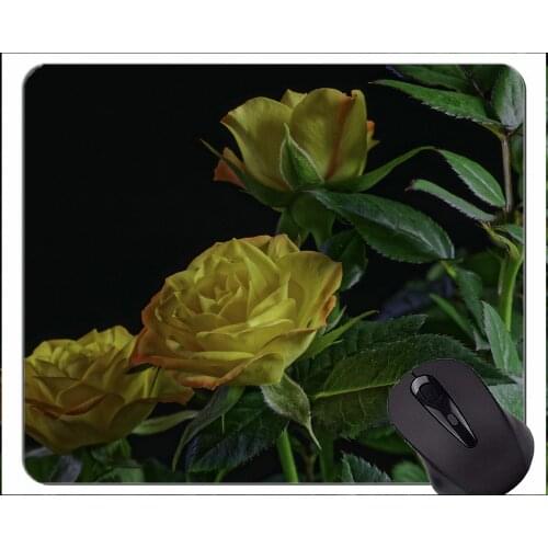 Mouse Pad Non-Skid Natural Rubber Rectangle Mouse Pads,Earth rose flower -Stitched Edges