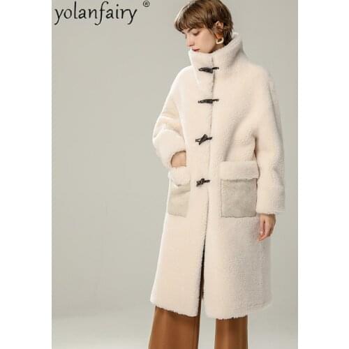 Real Wool Fur Jacket Long Korean Female Jacket Warm Autumn Winter Womens Coats Sheep Shearing Fur Coat Casaco Feminino 2020