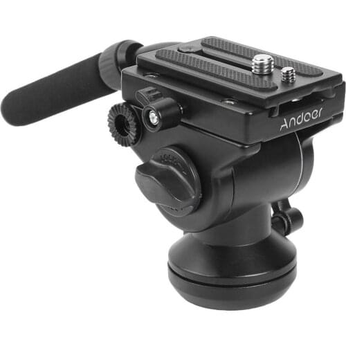 Video Monopod Head Drag Hydraulic Fluid Tripod Head Quick Loading Plate for DSLR 360 Horizontal Movement Achievable