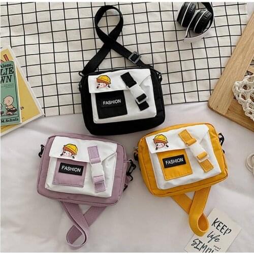 2021 New Girls Kawaii Nylon Shoulder Bags Japanese Style Student Small Crossbody Bag Phone Zipper Purse Women Handbag Borsa
