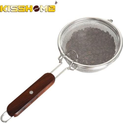 Coffee Baked Bean Net Filter Spoon Stainless Steel Coffee Beans Baking Fried Nets With Black Rosewood Handle Coffee Accessrioes
