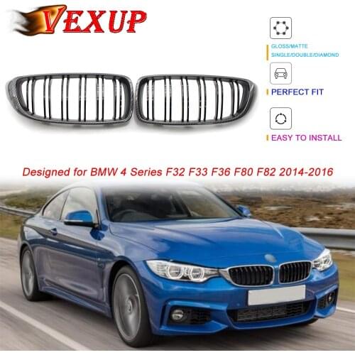 Front Grill Grilles Kidney Grill Replacement for BMW 4 Series F32 F33 F36 F80 F82 2014-2016 Double Slats M4 Carbon Texture