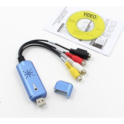 Portable USB 2.0 Easycap Video Audio Capture Card Adapter VHS DC60 DA60+ DVD Converter Composite RCA Blue Wholesale