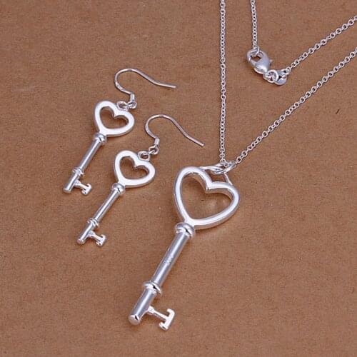 Sets Silver Plated Sets Silver Trendy Jewelry Sets Keys Jewelry Wholesale Free Shipping ooik LS199