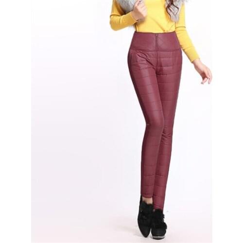 Clearance Price Winter Womens Down Trousers Female Double Faced Thickening Down Pants Slim Thin 5 Colors 0365