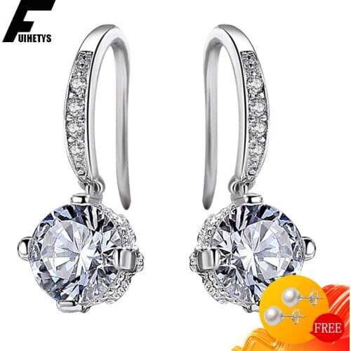 Bali Jelry Trendy 925 Silver Earring with Sapphire Zircon Gemstone Drop Earrings Jewelry Accessory for Women Wedding Engagement