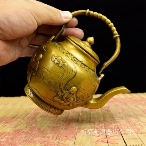 Do the Old Antique Brass Teapot copper brass copper kettle pot business gifts home auspicious ornaments stockroom Art Statue