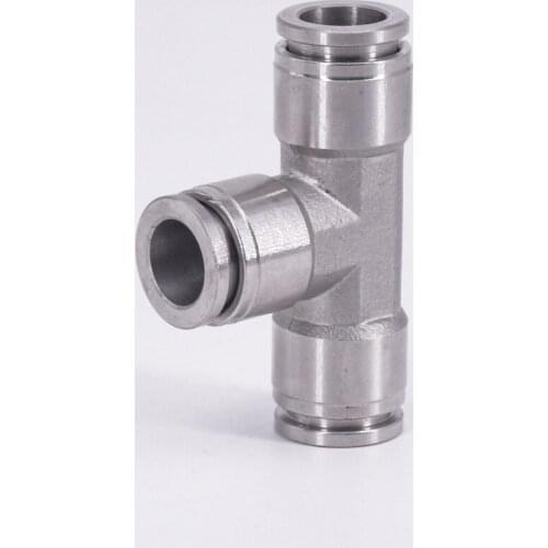 4 6 8 10 12 14 16mm Tee 3 Way Spliter Pneumatic 304 Stainless Steel Push In Quick Connector Release Air Fitting Homebrew