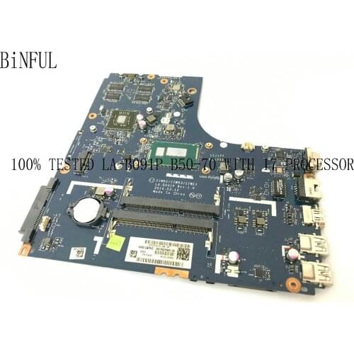 BiNFUL NEW ITEM ZIWB2/ZIWB3/ZIWE1 LA-B091P LAPTOP MOTHERBOARD FOR LENOVO B50-70 NOTEBOOK PC WITH I7-5500 PROCESSOR+vVIDEO CARD