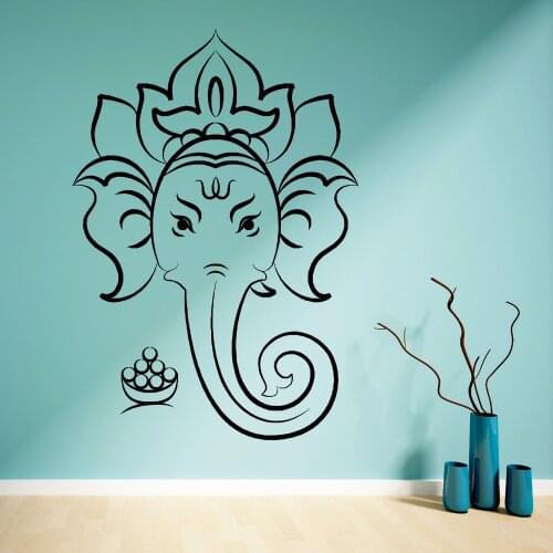 Vinyl Wall Decal Hindu Elephant Headed God Wall Sticker Removable Ganeshe Ganesh Vinyl Wall Art Mural Home Bedroom Decor AY677