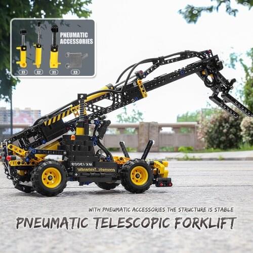 MOULDKING High-Tech Toy Pneumatic Telescopic Forklift Education Model Building trades Blocks Assembly Bricks Kits Kids Gift spot