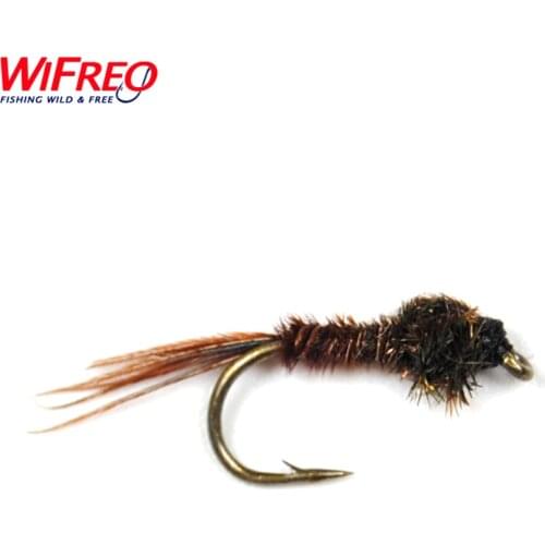Wifreo 10PCS 14# Free Box Nymph Pheasant Tail Fly Trout Fishing Flies
