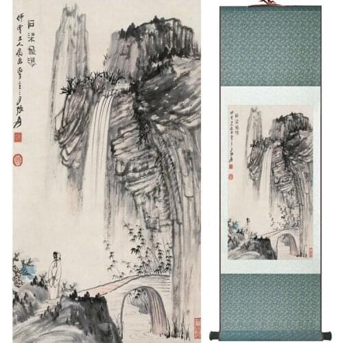 Zhangdaqian Mountain and River painting Chinese scroll painting landscape art painting home decoration painting 0402027