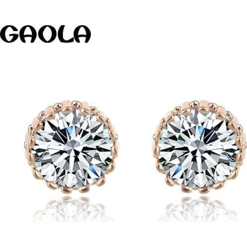 GAOLA Round Shiny Earrings Ladies Small Earrings Aaa Cubic Zirconia Bridal Gift Ladies Earrings E2496Gaola Round ShinyE2496