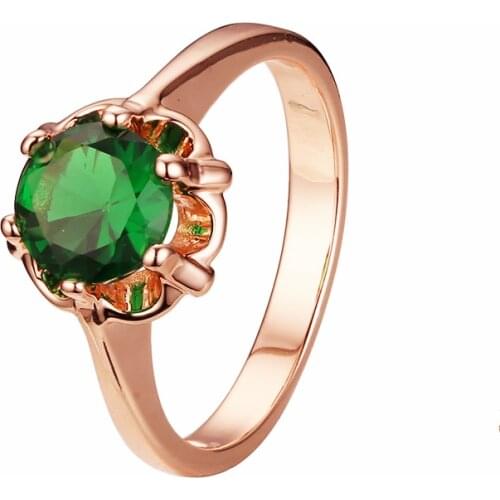 New Women Ring Green Stone 585 Gold Color Plating Fashion Jewelry Anniversary Gift