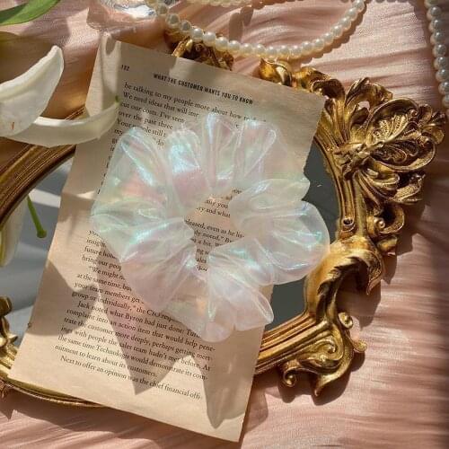 1PCS Fashion Mermaid Ji Glossy Net Pure Color Ponytail Hair Buckle HairBand Elastic Hair Band Ladies Style Accessories