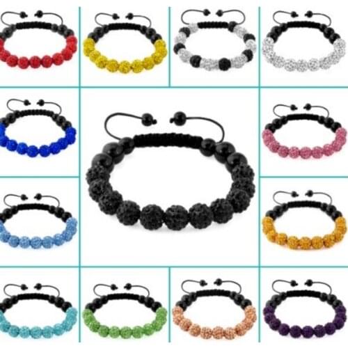 10mm mix black white multicolor mixed n826 Clay Disco Pave Ball bead Bracelets Bangles charm crystal