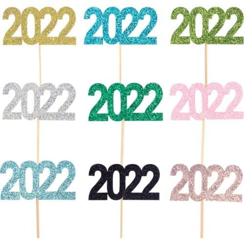 12pcs Christmas Party Cupcake Toppers Cake Decor 2022 New Year Party Decoration xmas decor Baking supplies noel kerst 11 Colors