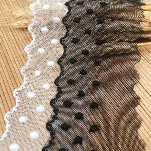 15Yard Black white Polyester lace milk silk brocade dot star net yarn wave lace clothing trimming accessories home accessories