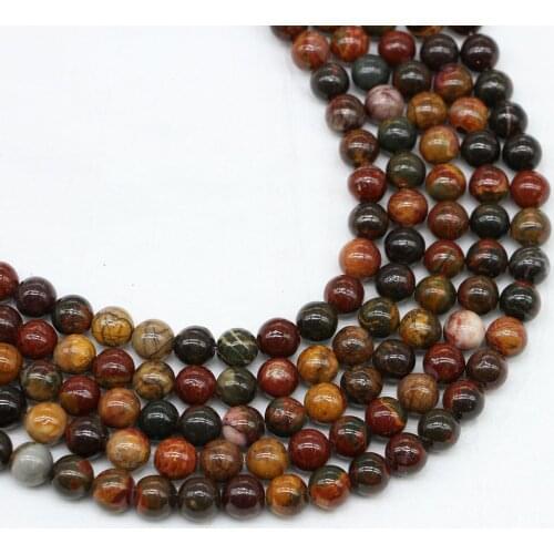 1strand/lot 4/6/8/10/12mm Natural Stone Red Picasso Bead Round Loose Spacer Beads For Jewelry Making Findings DIY Bracelet Bead