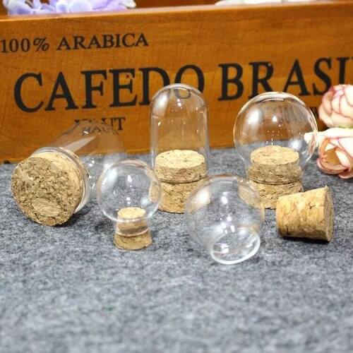 3X Mini Clear Glass Hemisphere Cover Dome Cabochon With Cork for Hotel Home Office Room Table Display Decor Dry Flower Ornaments