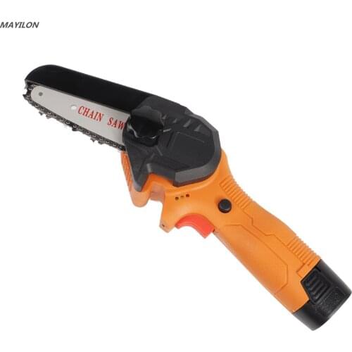4 Inch 88V Mini Electric Chain Saw with 2PC Battery Woodworking Pruning One-handed Garden Tool Rechargeable EU Plug