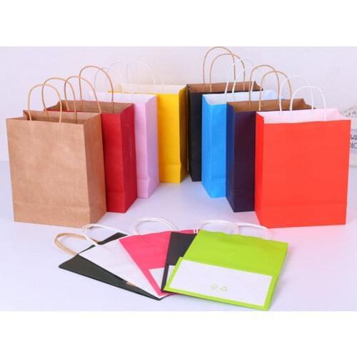 1pcs 15x21x8cm Small Gift Paper Bag Kraft Paper Bags with Handle Recyclable Bags for Packages
