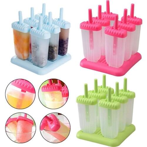 6pcs DIY Popsicle Molds Ice Cream Makers Ice Cream Tray Mold Kitchen Tools Eco-Friendly Ice Cream Pops Molds
