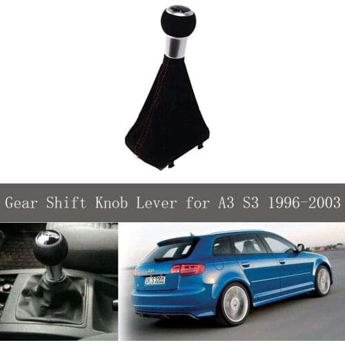 6 Speed 12mm Car Gear Shift Knob Lever Stick Handle Gaiter Boot Cover Case Red Stitch for-Audi A3 S3 1996-2003
