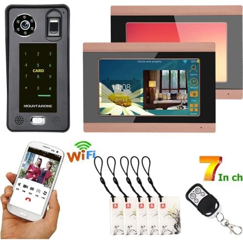 7inch Wired Wifi Wifi Fingerprint IC Card Video Door Phone Doorbell Intercom System with Door Access Control System