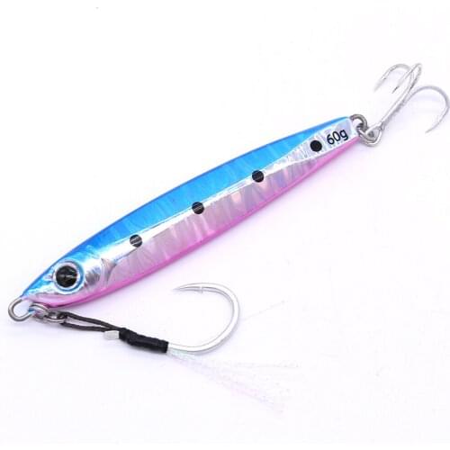 CASTFUN Slow Jig Casting Jig GUN 2 10g 20g 30g 40g 60g 1pc With Hook Metal Jig Artificial Bait Fishing Jigging Fishing Lure Glow