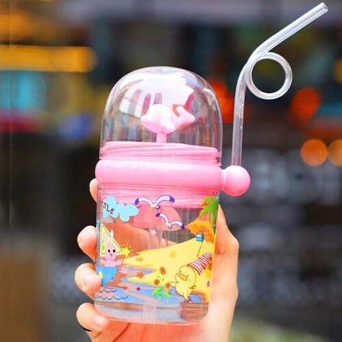 Kids Whale Water Spray Cup Cartoon Baby Feeding Cups with Straws Water Bottles Outdoor Portable Childrens Cups I0329