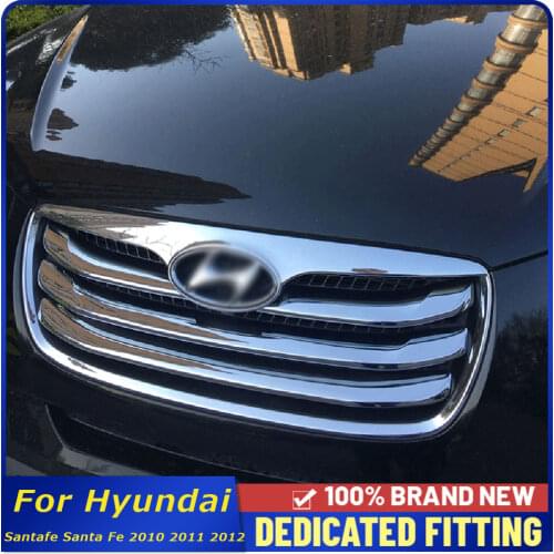 For Hyundai Santafe Santa Fe 2010 2011 2012 Car Front Bumper Central Grille Panel Cover Trim Strips Auto Accessories