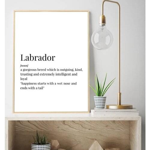 Labrador Definition Canvas Art Print Poster Pet Dog Labrador Retriever Gift Painting Black White Picture Home Wall Art Decor