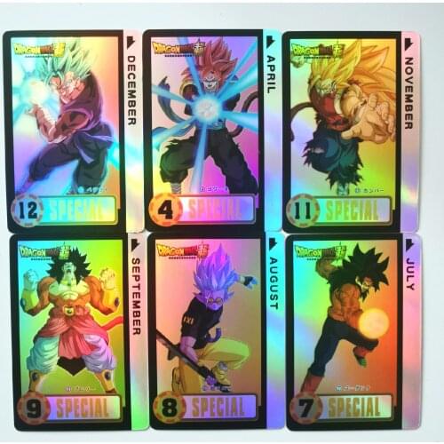 12pcs/set Super Dragon Ball Z Game Flash Calendar Card Toys Hobbies Hobby Collectibles Game Collection Anime Cards