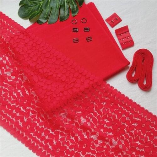 Handmade Finished Red Underwear Shoulder Buckle Elastic Underwear Elastic Belt Lining Mesh Set