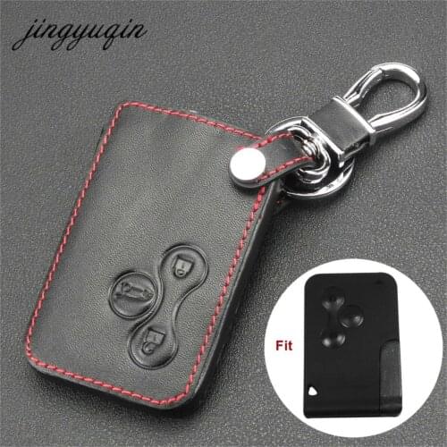 Jingyuqin Smart Key Leather Case for Renault Megan R.S. Scenic Car Key Card Cover Protection Holder