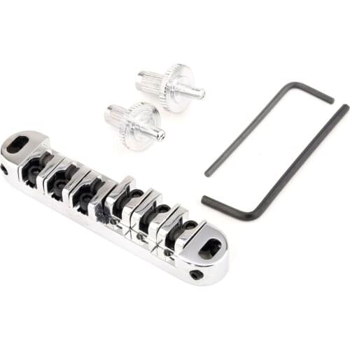 Musiclily Roller Locking Tune-o-matic Guitar Bridge Tunematic Saddle for Les Paul Style Electric Guitar, Chrome
