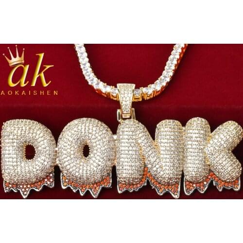 Custom Name Necklace Red Drip Letters Pendants for Women Gold Color Rock Street Hip Hop Jewelry