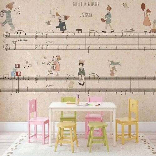 Custom Any Size Mural Wallpaper Hand Drawn Cartoon Music Score Background Wall Decoration Painting Musical Note Kid Wall Papers