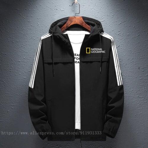 New National Geographic Indication Jacket Mens Casual Jogging Sports Thin Jacket Fashion Street Windbreaker Coat