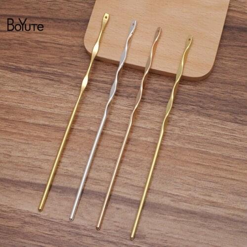 BoYuTe New Arrive (10 Pieces/Lot) 158MM Metal Brass Hair Stick with Holes Handmade Diy Hair Accessories Materials