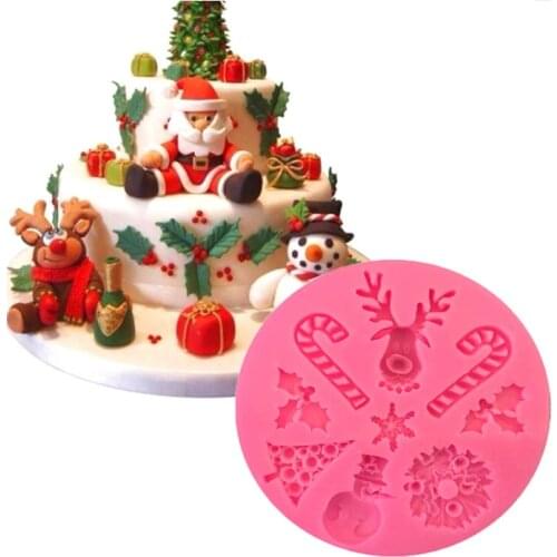 New Arrival Christmas Items Deer Snowflake Shape 3D Silicone Cake Mold Fondant Tool For Cupcake Embosed Chocolate art tools