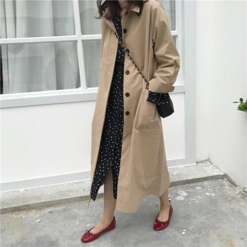 Women Autumn Long Sleeve cloak Long Trench Coat Female Pocket cardigan Straight Shirt Windbreaker Manteau Femme Hiver Overcoat
