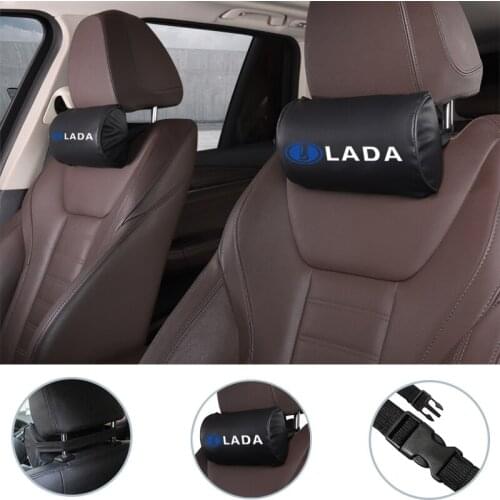 2pcs Car Seat Headrest Neck Support Pillow Leather Tools Accessories For Lada Vesta Niva Samara Kalina Largus Priora Xray Granta