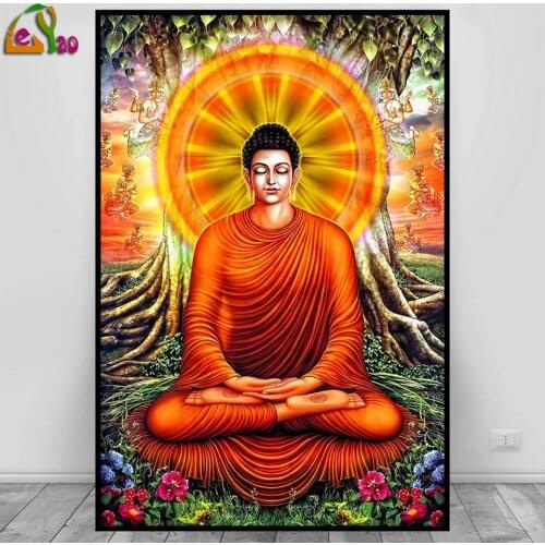 Full Square 5D Diamond Painting Mosaic Buddha Icon Flowers Diamond Embroidery Religion Art Pictures Rhinestones Cross Stitch Kit